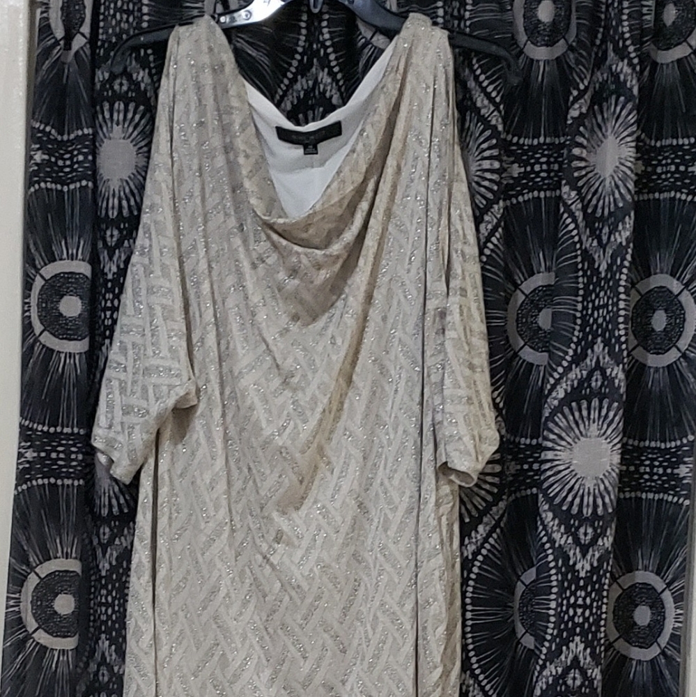 Nine West Cream & Silver Holiday Party dress